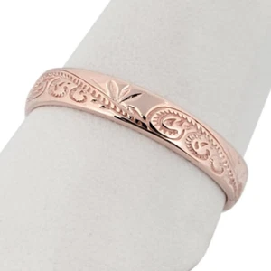 Solid 10K Women's Rose Gold Ring Engraved Hawaiian Scroll Ring 4mm Size 1 - 12 - Picture 1 of 9