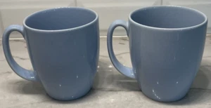 Corelle Stoneware Coffee Cups Mugs Lot Of 2 Light Blue Vintage Pottery - Picture 1 of 8