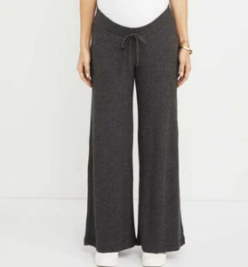Motherhood Maternity Underbelly Wide Leg Waffle Knit Pants Size XL 16-18 Dk Grey - Picture 1 of 10