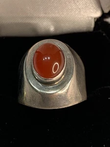 Vtg Sterling Silver Carnelian Stone Dome Ring Southwestern Studio Sz 7.5 - Picture 1 of 8