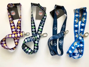 NFL Argyle Pattern Lanyard Soft Keychain Badge/Ticket Holder-Pick Your Team - Picture 1 of 17