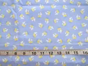 1 5/8 yd 100% Prewashed Cotton Fabric Light Blue with Sailboats - Picture 1 of 1