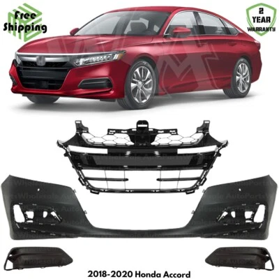 Front Bumper Cover & Fog Light Cover Kit For 2018-2020 Honda Accord Foto 1 de 4