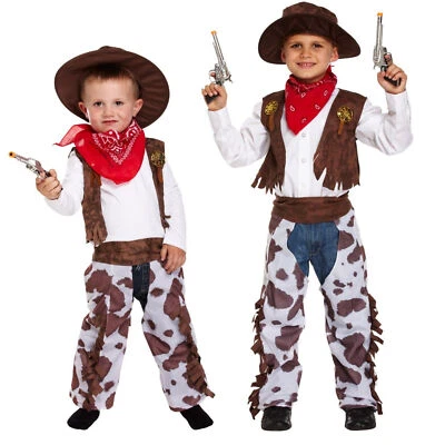 Boys COWBOY WILD WEST FANCY DRESS Childs COSTUME Rodeo Book Week Outfit Kids - Image 1 of 4