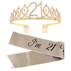 Set 21° compleanno tiara e fascia per ragazze - Accessori costume strass festa