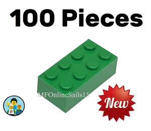 100x NEW LEGO 2x4 Green Bricks Piece # 3001 - BULK large bricks - Picture 1 of 4