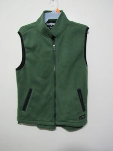 White Sierra Fleece Vest Size M Green Open Front Zipper Pockets Sleeveless - Picture 1 of 4