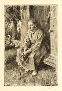 A fine original Anders Zorn etching, pencil signed - Picture 1 of 3