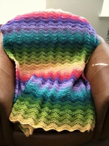  NEW HAND CROCHET RAINBOW MULTI COLOR AFGHAN THROW LAP BLANKET HAND MADE - Picture 1 of 8