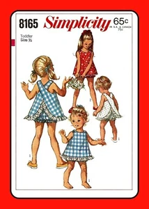 TOP senza maniche e BLOOMERS bambina semplicità 8165 vintage 1969 modello da cucire - Foto 1 di 6