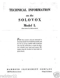 Manual Técnico Hammond Solovox Modelo L en CD - Imagen 1 de 4