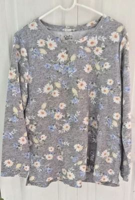 Croft & Barrow Mujer Top Elástico Acogedor Tejido Pullover LS Gris Floral Grande Margarita Foto 1 de 4