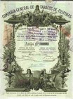 Tabacos De Filpinas Mayo 1882 Barcelona Spanien Tabak A.Lopez Obligation 500 Pts