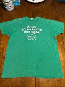 Camicia vintage punto singolo uomo Little Kings crema Ale verde liquore USA taglia M - Foto 1 di 9