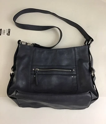 Bolso de Hombro INC International Concepts Bolsillo Carga Hobo Azul Plata Herrajes Foto 1 de 4