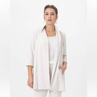 NWT Renuar Long Sleeve Open Drape Front Blazer Beige Relaxed Medium - Image 1 of 4