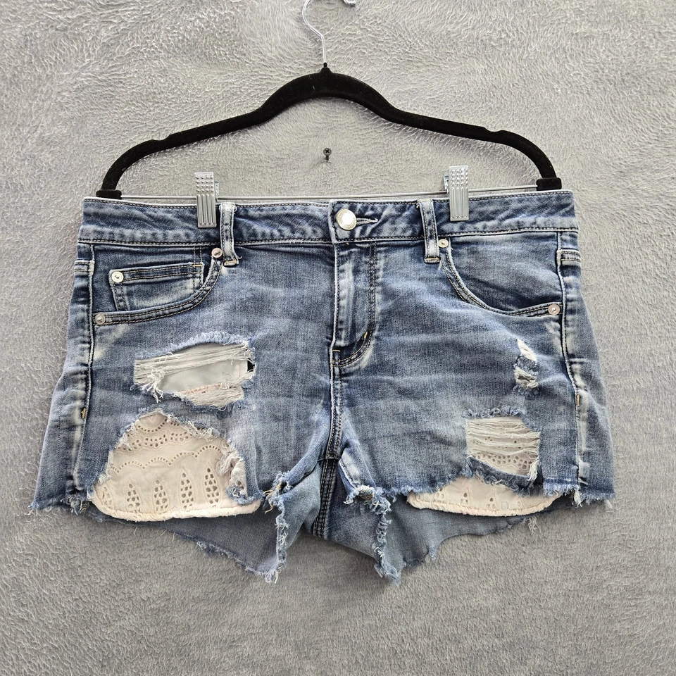 American Eagle Outfitters Women Shorts 14 Blue Denim Shortie Super Stretch - Image 1 of 4