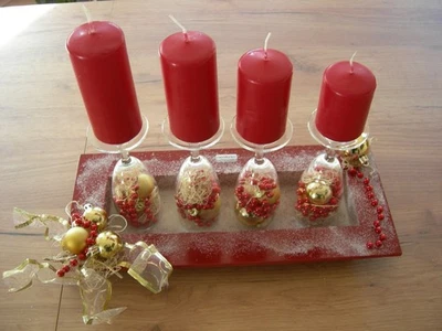 Kerzentablett mit Gläsern Adventskranz Tisch Kerzen Halter - Bild 1 von 4