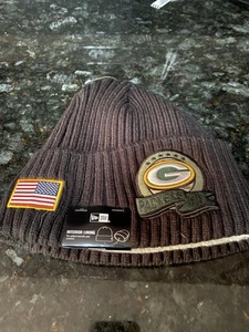 Green Bay Packers New Era gefütterte Beanie Cap Salute to Service Mütze schwarz - NEU - Bild 1 von 5