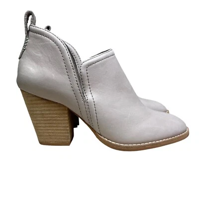 Jeffrey Campbell Womens Bootie Rosalee Ankle Leather Block Heel Taupe Sz 6.5 M - Image 1 of 4