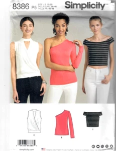 Simplicity Sewing Pattern 8386 Size 12-20 Misses Knit Tops Bare Shoulder Uncut - Picture 1 of 4