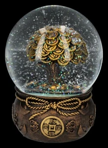 Schneekugel Feng Shui - Geldbaum - Magische Dekoration Goldbaum Fantasy 13,5cm - Bild 1 von 8