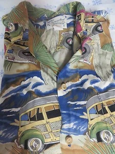 DIAMOND HEAD Sportswear Hawaiian Shirt Men Large rayon Hawaii Woody Cars vintage - Picture 1 of 5