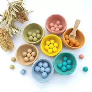 Sorting Felt Bowls Toy, PASTEL, Counting, Montessori Sensory Play, Educational - Picture 1 of 10