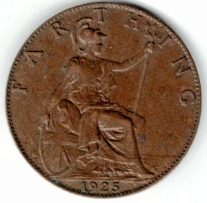 1925 VEREINIGTES KÖNIGREICH FARTHING ~ SIE BEWERTEN ~ BITTE SEHEN SIE DEN SCAN stk - Bild 1 von 4