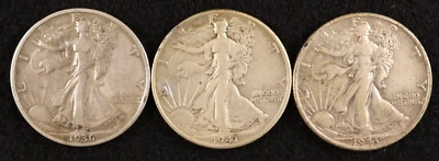 1936-S & 1941-D & 1943 - Walking Liberty Halves-Very Nice XF Details - Set of 3 - Image 1 of 4