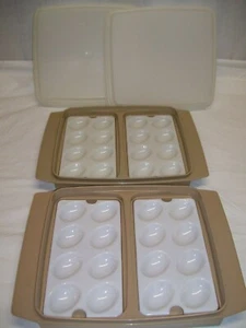 Juego de 2 bandejas portadores de huevos Tupperware Deviled vintage #723 - Imagen 1 de 4