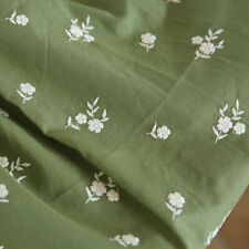 Embroidery Flowers Cotton Linen Fabric DIY Cloth Crafts Green Fabric Upholstery 