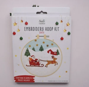 Christmas Needle Creations Santa with Reindeer Embroidery 6 inch Hoop Kit - Picture 1 of 10