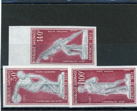 Gabon 1972 Olympics  Scott# C129-31 Mint LH Imperf Cover