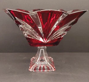 VINTAGE FIVE AVENUE KRISTALL AUROA RUBIN SOCKEL SCHALE KOMPOTT  - Bild 1 von 7