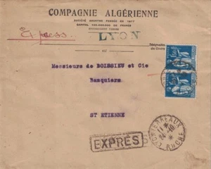 RHONE - LYON - EXPRESSBRIEF ENTETE ALGERISCHE GESELLSCHAFT - TYP FRIEDEN 1F50 IN ZAHLUNG - Bild 1 von 1