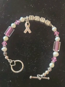 Fresh Water Pearls Cancer Hope Bracelet - Picture 1 of 6