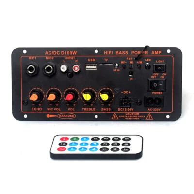 Bluetooth Audio Amplifier Board Subwoofer Dual Microphone input DC12V 24V AC220V - Image 1 of 4
