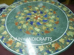 2'x2' Green Marble Table Top Dining Coffee Center Inlay Lapis Mosaic Made - Picture 1 of 4