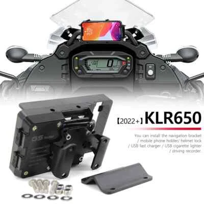 Smartphone USB Charging Bracket Navigation Holder For Kawasaki KLR650 2022 2023  — 第 1/4 张图片