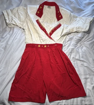 Mono Rio Inc Vintage Años 80 Grande Rojo y Blanco Dorado Joyas Tachonado Mameluco Nuevo de Lote Antiguo Foto 1 de 4