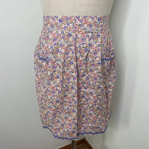 Vintage Bauern Halbschürze rosa blau Blumen Bindetaschen Handarbeit - Bild 1 von 4