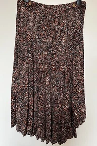 Midi Pleated Skirt Black/Orange/Cream Animal print Topshop Size 16 - Picture 1 of 8