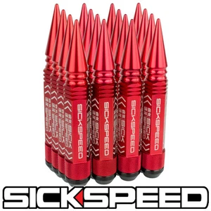 SICKSPEED 16 PC RED 5 1/2" LONG SPIKED STEEL LOCKING LUG NUTS 12X1.5 N16 - Picture 1 of 1