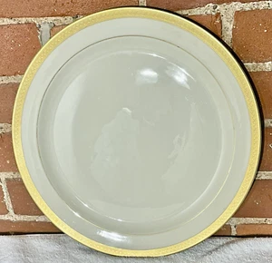 12.5" Serving Platter Ivory & Gold Encrusted Rim China Syracuse Bracelet Pattern - Picture 1 of 7