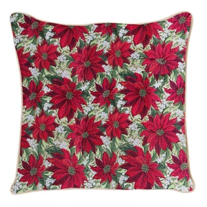 Signare Christmas Poinsettas Tapestry Square Throw Sofa Cushion Cover Inner Pad - Picture 1 of 7