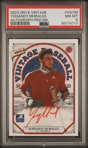 2023 Onyx Vintage AUTO Red Ink /25 YOHANDY MORALES Washington Nationals PSA 8 - Picture 1 of 2