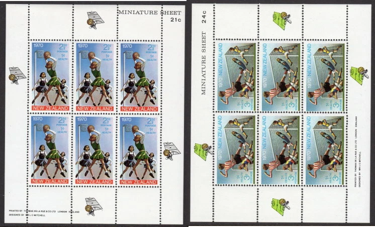New Zealand Scott #B 80a-81a F/VF MNH 1970 Soccer Miniature Sheets  of 6 - Image 1 of 1