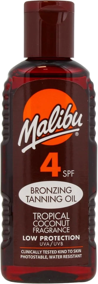 MALIBU HEALTH PRODUCTS LTD Malibu Sun SPF 4 Tanning Oil Spray, 100ml, Water-Resistant - Pack of 1 or 2