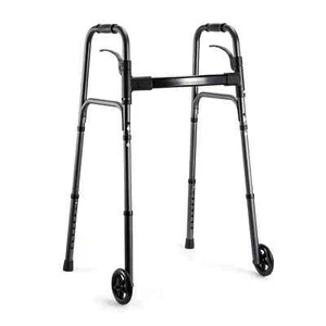 Naipo Seniors Compact Folding Walker Deluxe Lightweight Mobility Aid 5'' Wheels - Picture 1 of 15